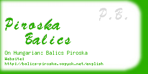 piroska balics business card